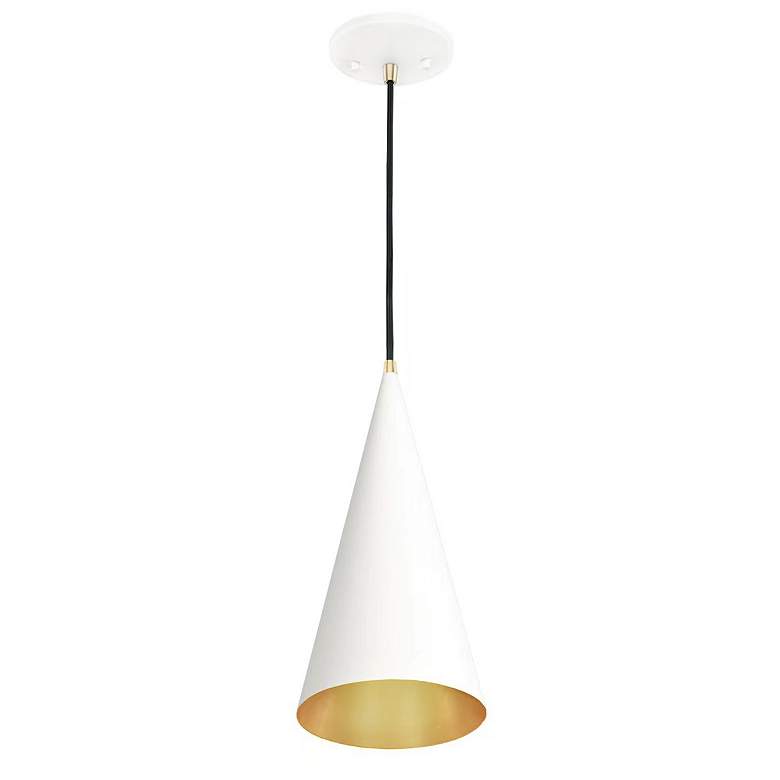 Image 2 Conos 7" Wide Cone Matte White And Gold Pendant