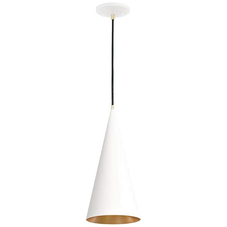 Image 3 Conos 7" Wide Cone Matte White And Gold Pendant more views