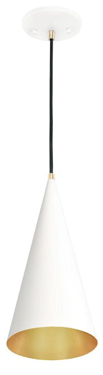 Image 2 Conos 7"W Matte White and Champagne Gold Cone Mini Pendant