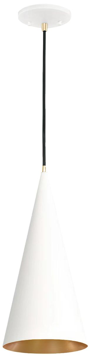 Image 3 Conos 7"W Matte White and Champagne Gold Cone Mini Pendant more views