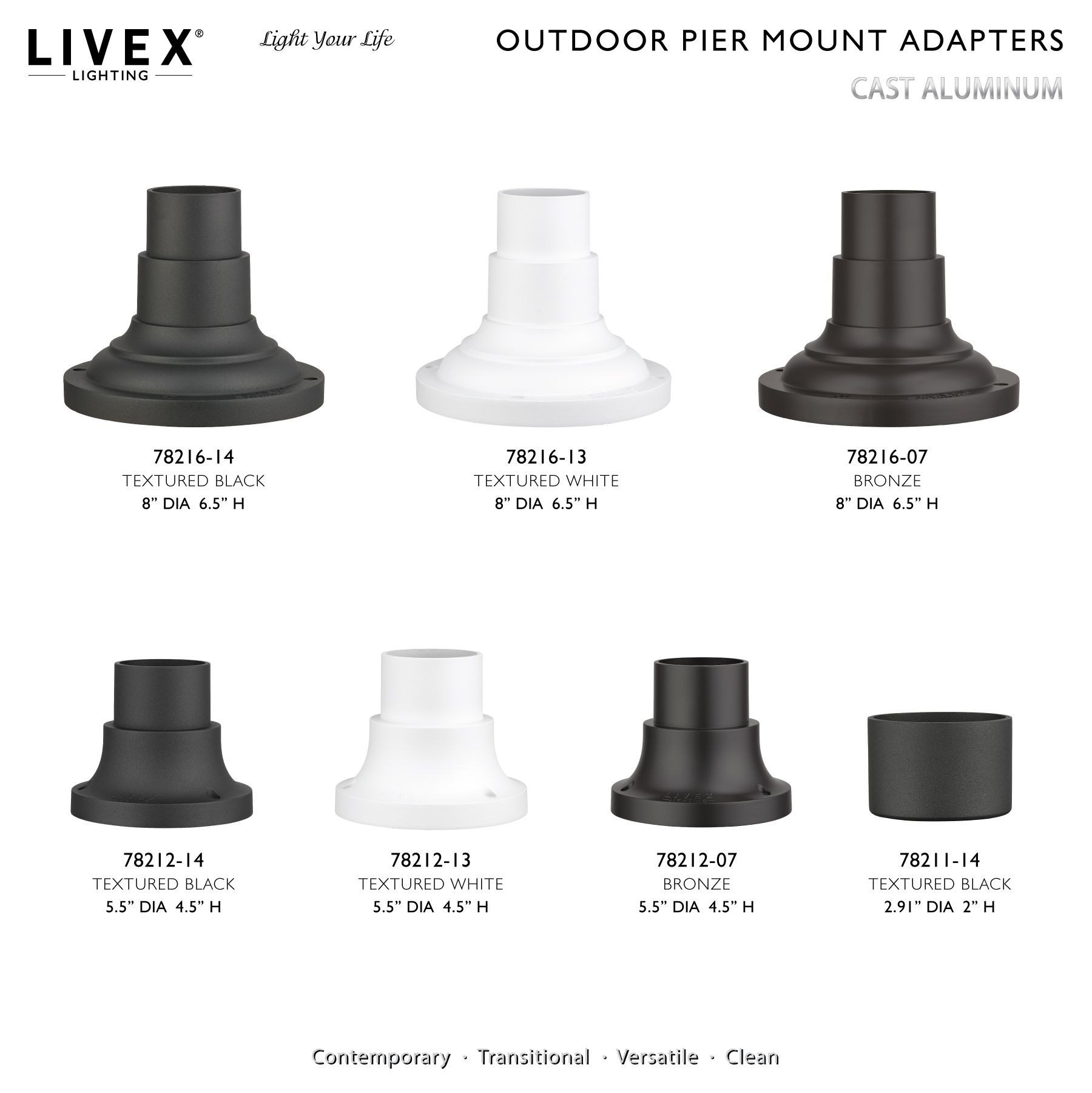 Conover 4 1/2"H Textured Black Outdoor Pier Mount Adapter