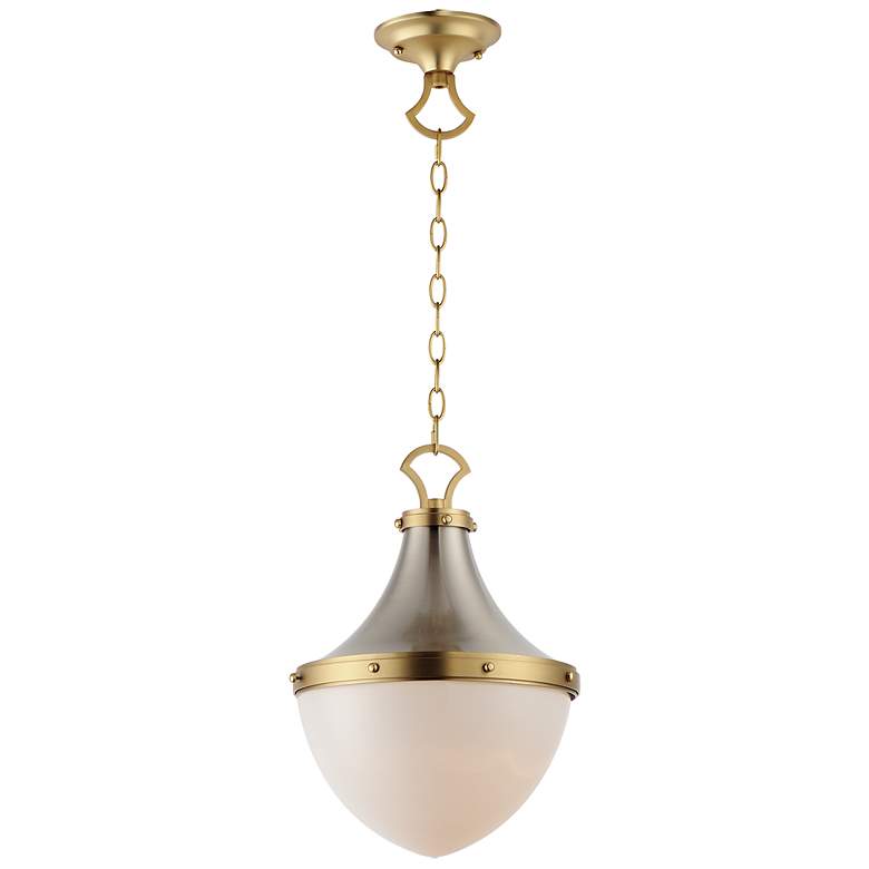 Image 2 Conrad 12" Wide Satin Nickel and Satin Brass Mini Pendant