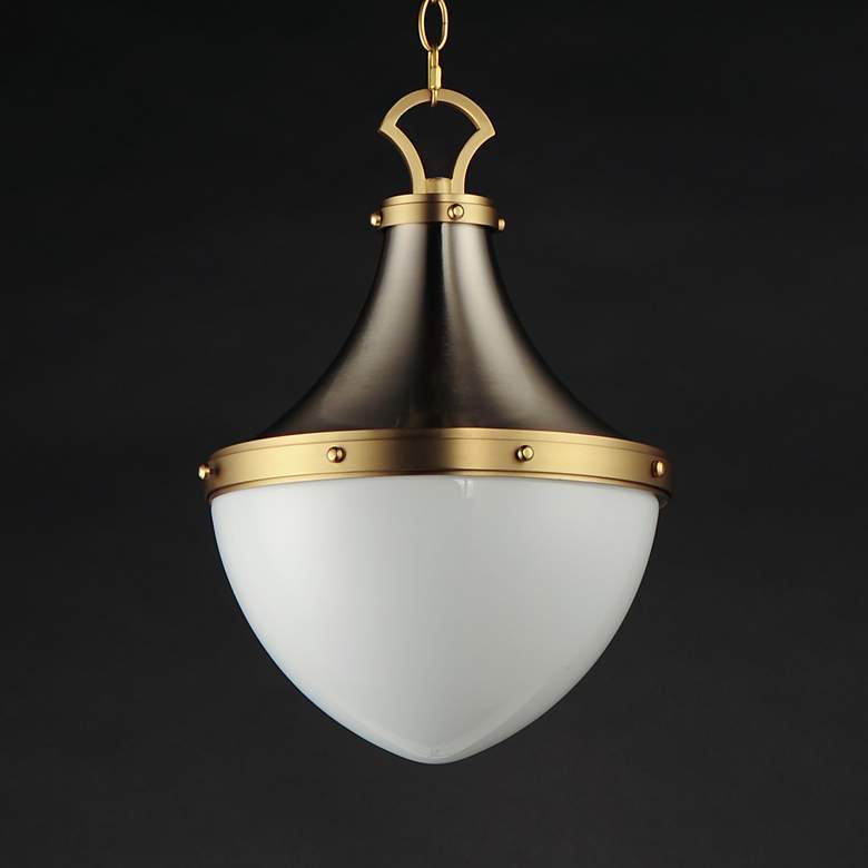 Image 1 Conrad 12" Wide Satin Nickel and Satin Brass Mini Pendant