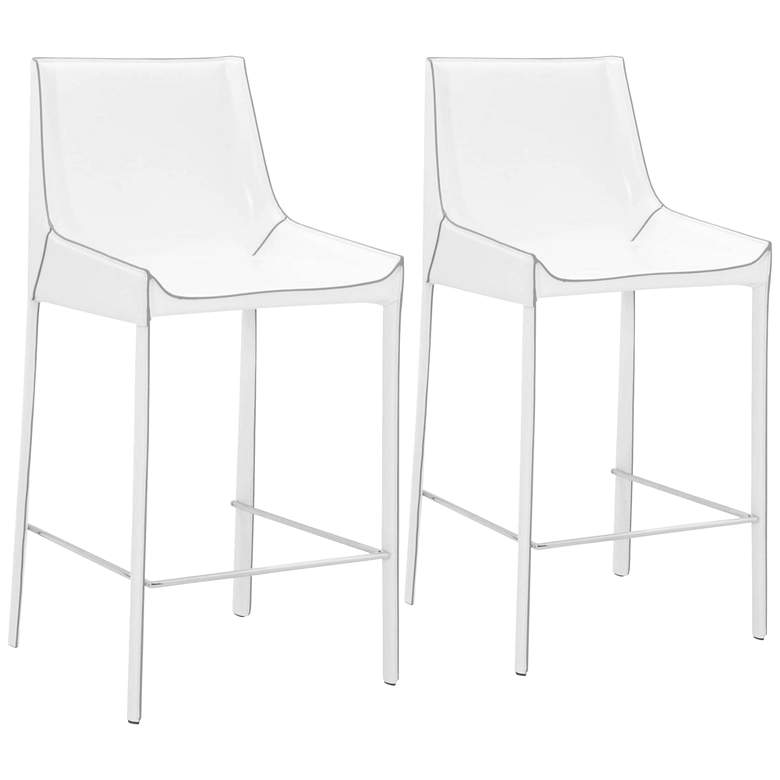 Image 1 Conrad 26 inch White Bonded Leather Counter Stools Set of 2