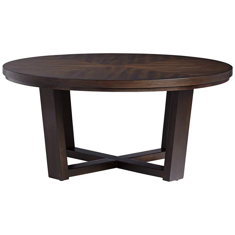 Image 6 Conrad 40 inch Wide Dark Brown Wood Round Coffee Table more views