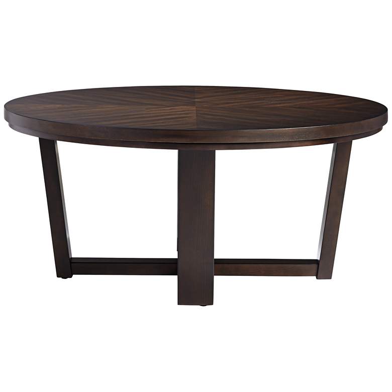 Image 7 Conrad 40 inch Wide Dark Brown Wood Round Coffee Table more views