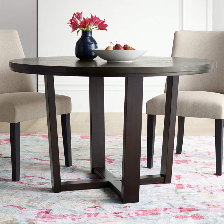 Conrad 48&quot; Wide Dark Brown Wood Round Dining Table