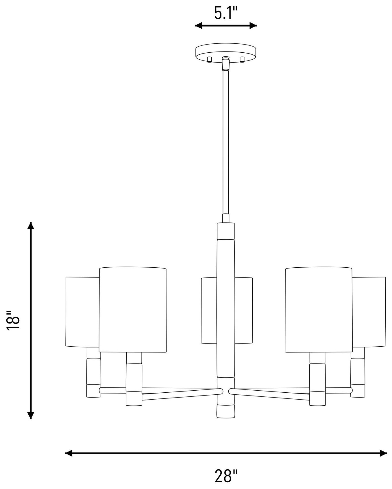 Conrad 5-Light Chandelier in Warm Brass