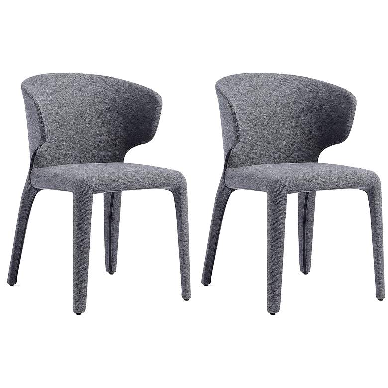 Image 1 Conrad Modern Woven Tweed Dining Chair in Grey (Set of 2)