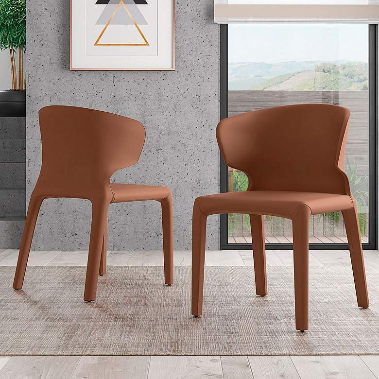 Image 1 Conrad Saddle Faux Leather Dining Chair (Set of 2)