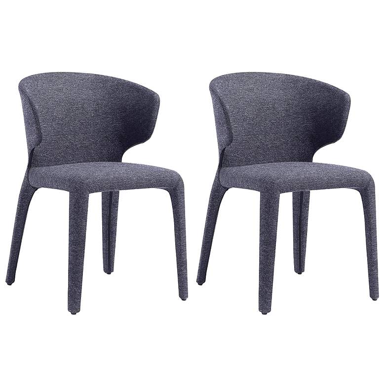 Image 1 Conrad Woven Tweed Dining Chair in Black - Set of 2