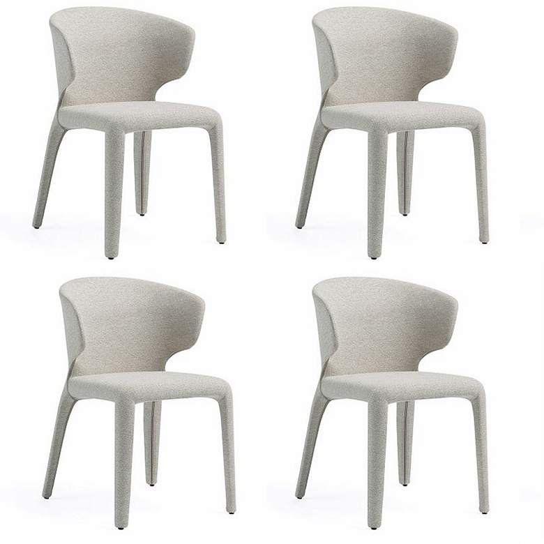Image 1 Conrad Woven Tweed Dining Chair in Wheat - Set of 4