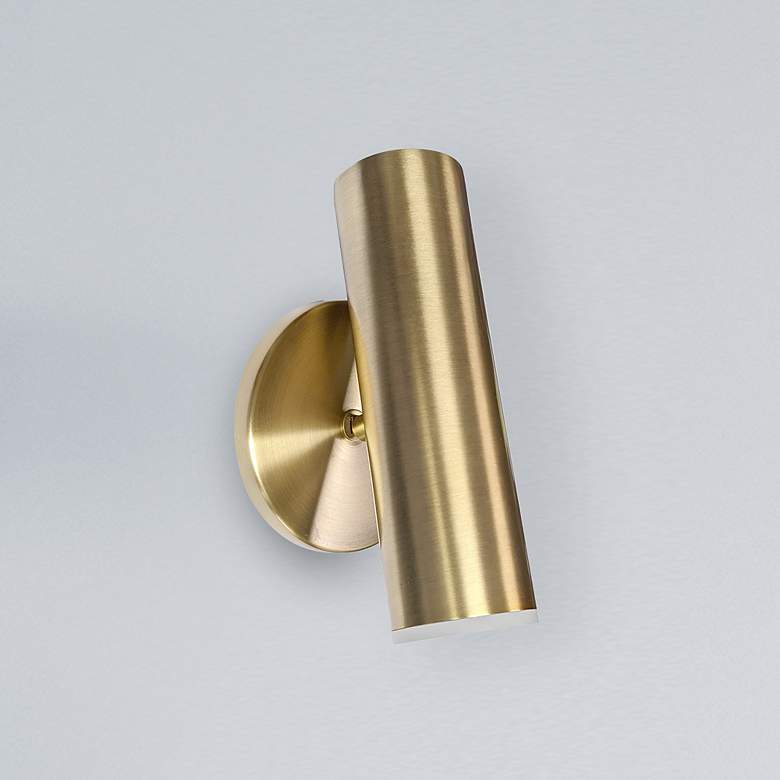 Image 1 Constance 7 3/4" High Aged Brass LED Wall Sconce