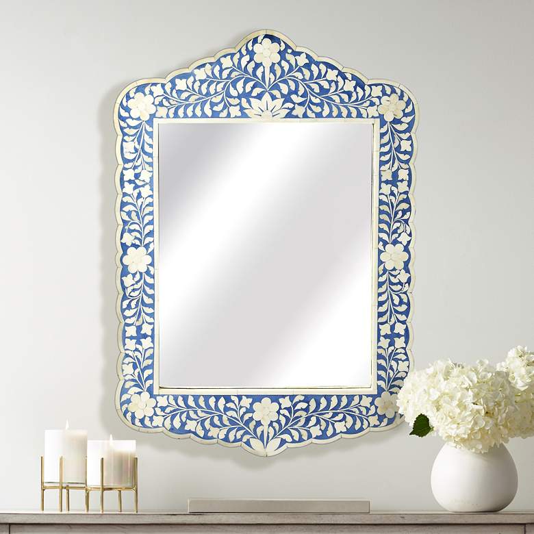 Image 1 Constantino Blue Bone Inlay 20 inch x 28 inch Wall Mirror