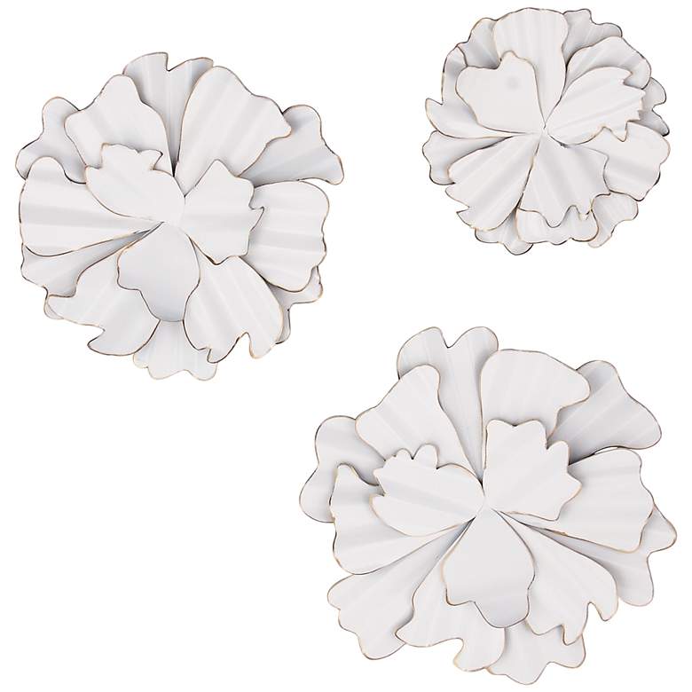 Image 1 Constella 19 inch High White Flower Metal Wall Art Set of 3