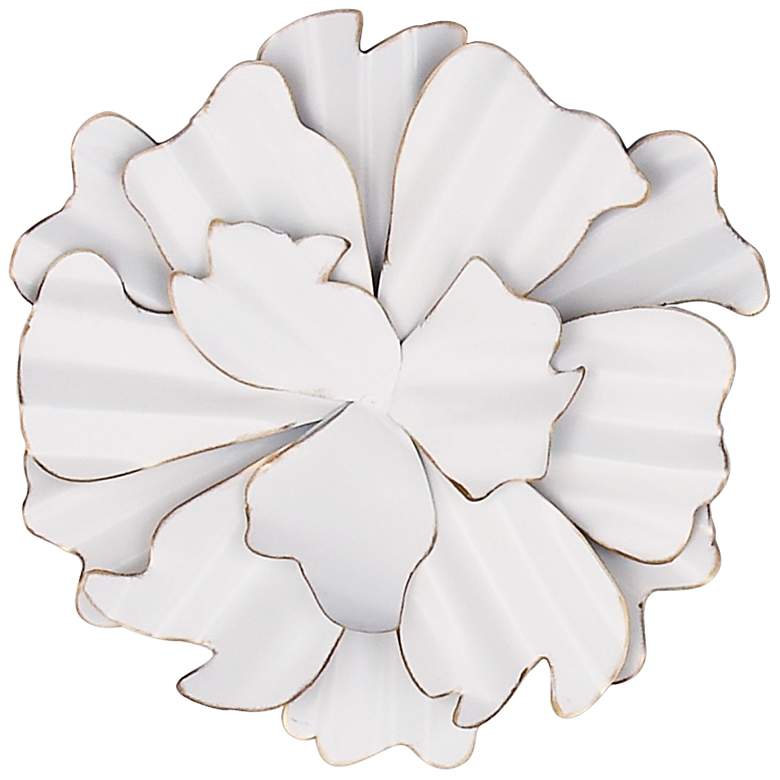 Image 2 Constella 19 inch High White Flower Metal Wall Art Set of 3 more views