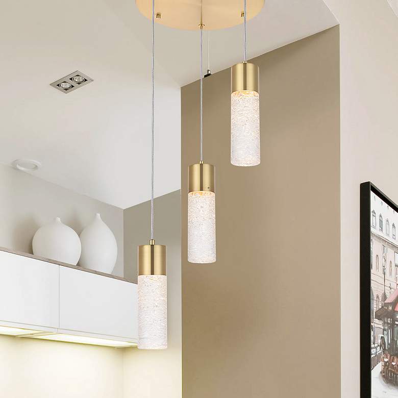 Image 2 Constellation 11 3/4" Wide Gold 3-Light LED Mini Cluster Pendant