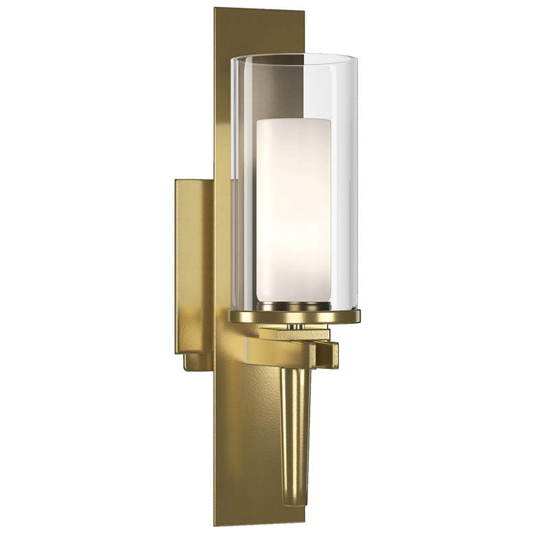 Image 1 Constellation 14.9 inchH Modern Brass Sconce With Opal and Clear Glass Sha