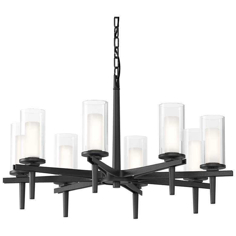 Image 1 Constellation 34 inch Wide 8 Arm Black Chandelier With Opal and Clear Glas