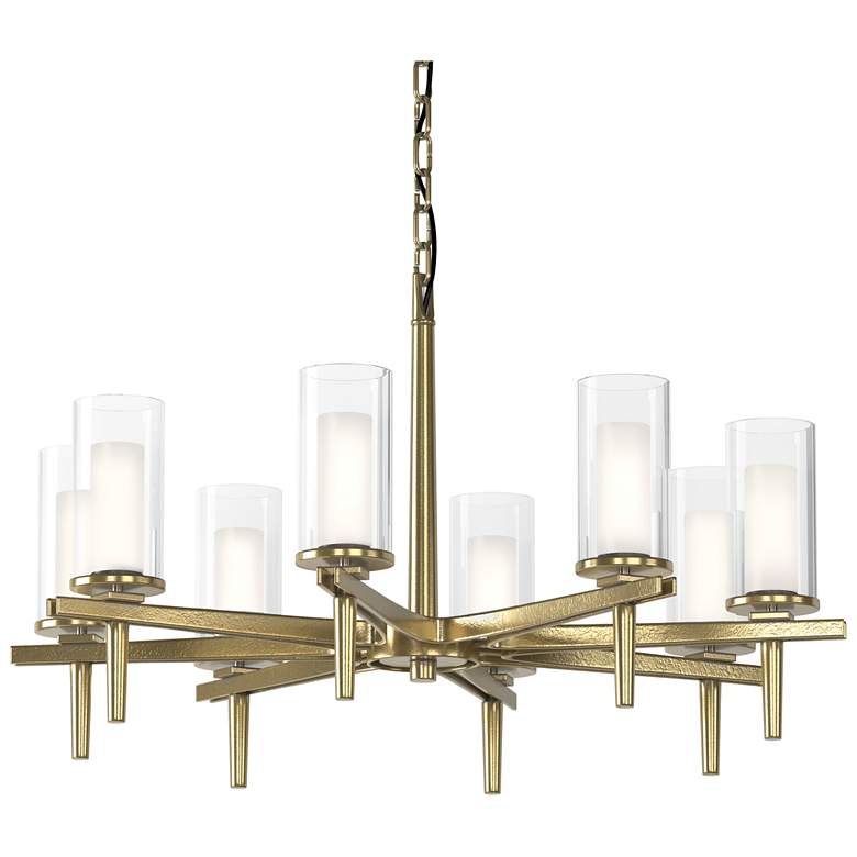 Image 1 Constellation 34 inchW 8 Arm Modern Brass Chandelier With Opal and Clear G