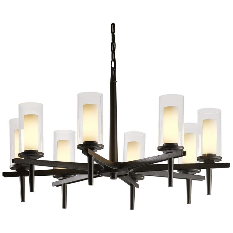 Image 1 Constellation 8 Arm Chandelier - Dark Smoke Finish - Opal and Clear Glass