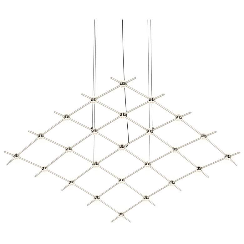 Image 1 Constellation Aquarius Medius 121.75"W Clear Faceted Satin Nickel Pend