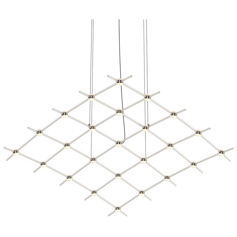 Image 1 Constellation Aquarius Medius 121.75"W White Optical Satin Nickel Pend