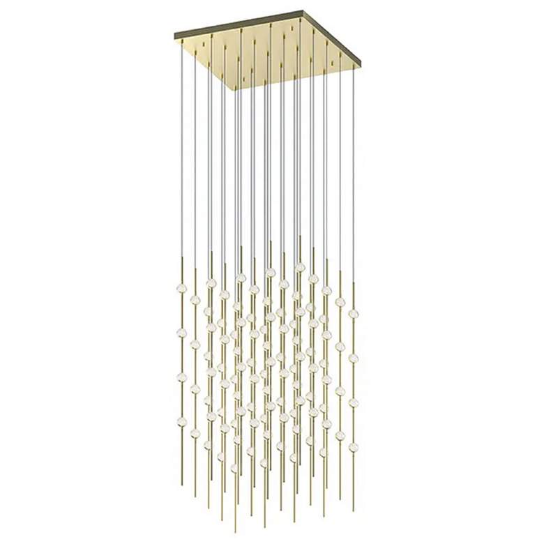 Image 1 Constellation Cosmic Cube 20.5"W Satin Brass 2700K Clear Lens LED Pend