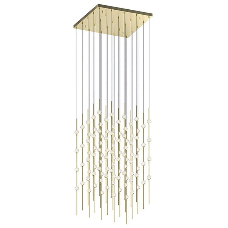 Image 1 Constellation Cosmic Cube 20" LED Pendant - Satin Brass - Clear Lens