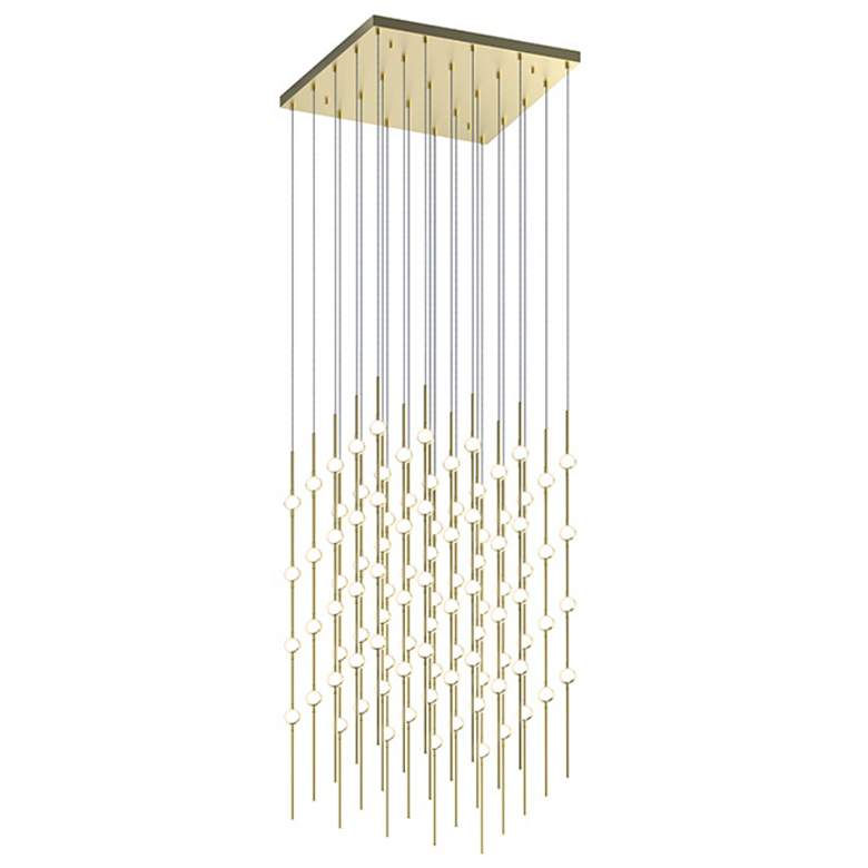 Image 1 Constellation Cosmic Cube 20" LED Pendant - Satin Brass - White Lens