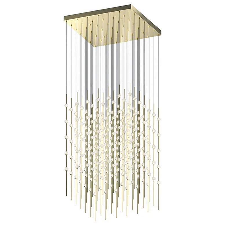 Image 1 Constellation Cosmic Cube 30" Wide Satin Brass 3000K Clear Lens LED Pe