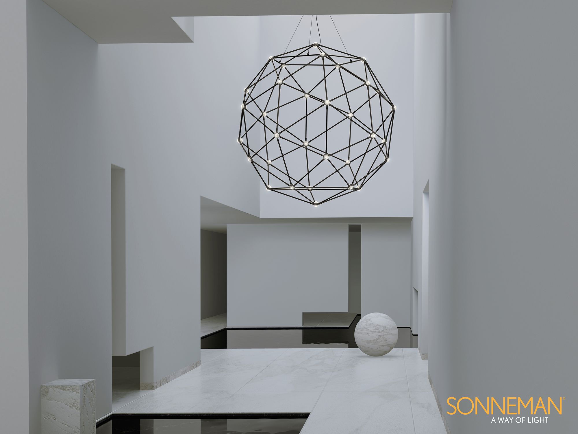 Image 3 Constellation Hedron 45"W LED Chandelier Polished Black Nickel 240&quo more views