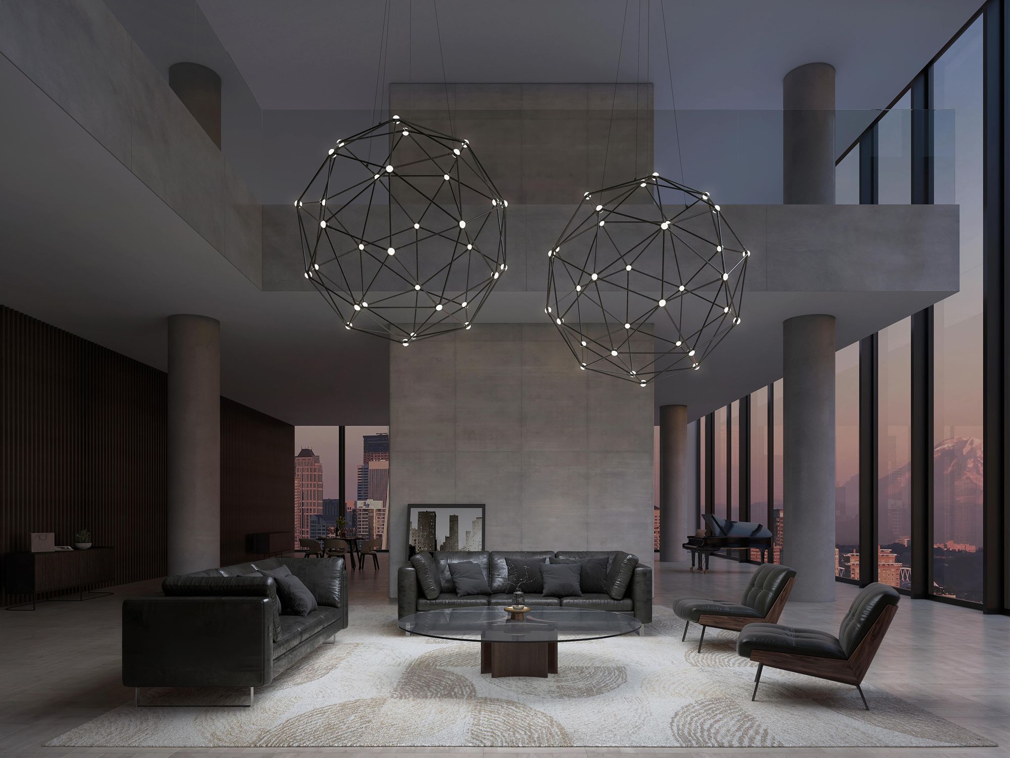 Image 4 Constellation Hedron 45"W LED Chandelier Polished Black Nickel 240&quo more views