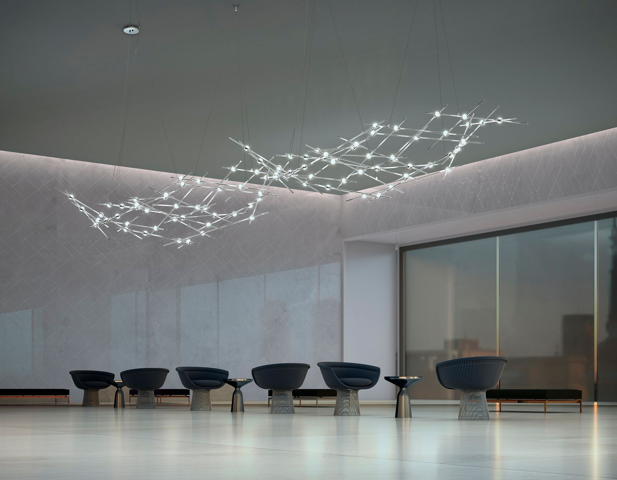 Image 7 Constellation Ursa Major 92.75"W Satin Nickel 2700K White Lens Chandel more views