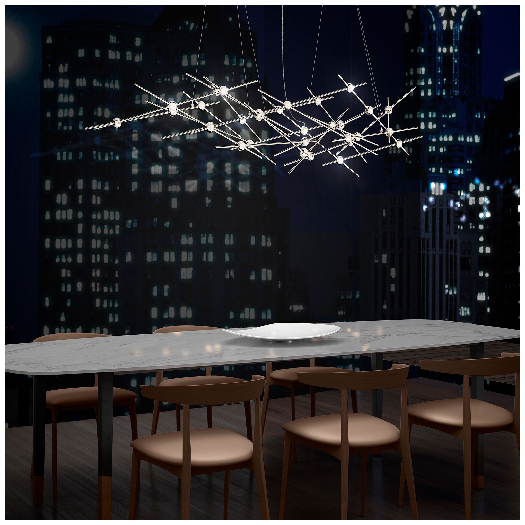 Image 2 Constellation Ursa Minor 56" Wide Satin Nickel Pendant more views