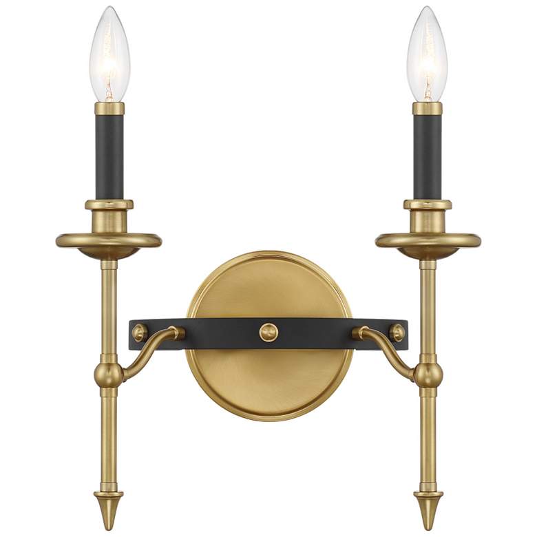 Image 1 Consulate 2-Light Wall Sconce in Matte Black and Warm Brass