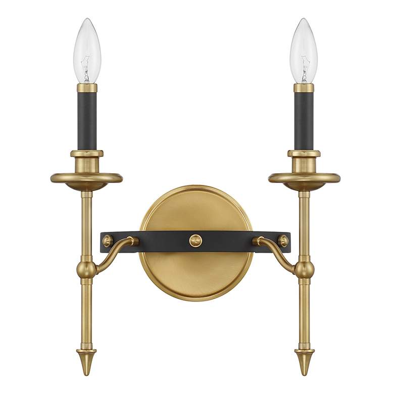 Image 2 Consulate 2-Light Wall Sconce in Matte Black and Warm Brass more views