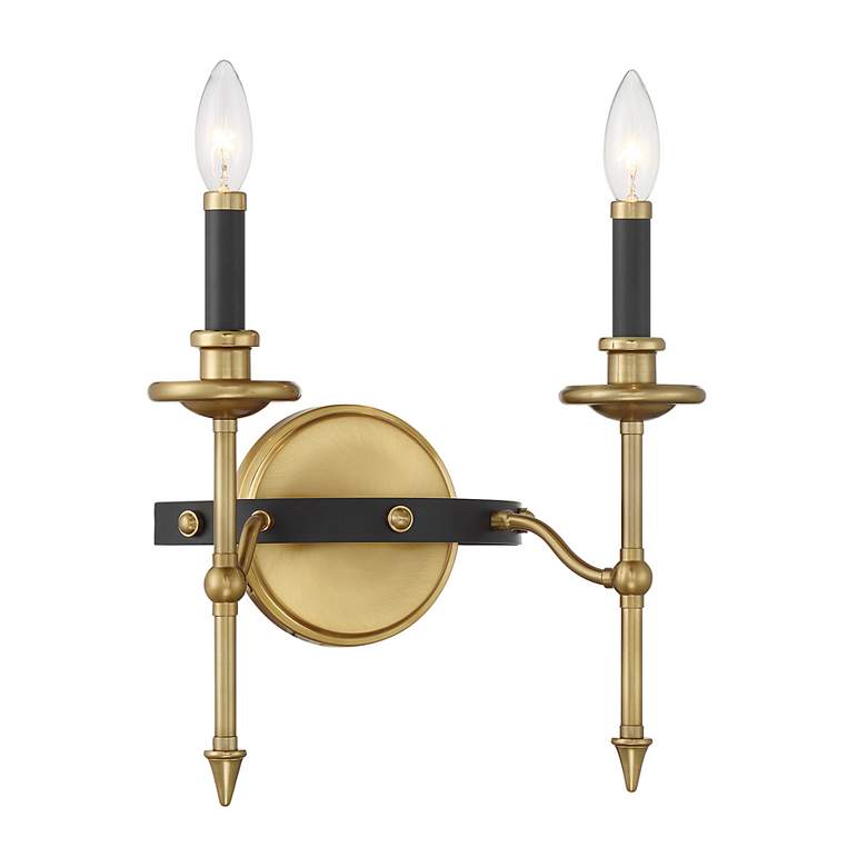 Image 3 Consulate 2-Light Wall Sconce in Matte Black and Warm Brass more views