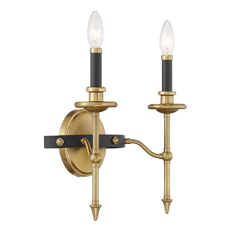Image 4 Consulate 2-Light Wall Sconce in Matte Black and Warm Brass more views