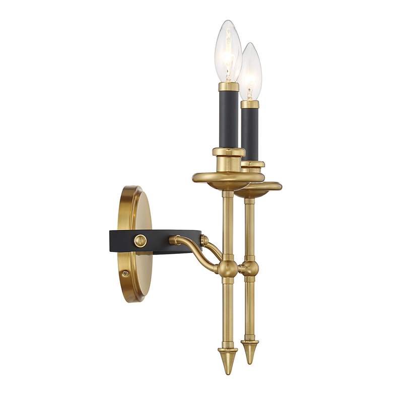 Image 5 Consulate 2-Light Wall Sconce in Matte Black and Warm Brass more views