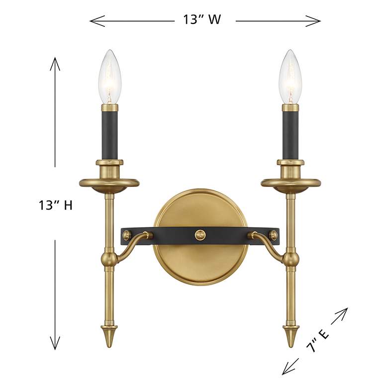Image 6 Consulate 2-Light Wall Sconce in Matte Black and Warm Brass more views