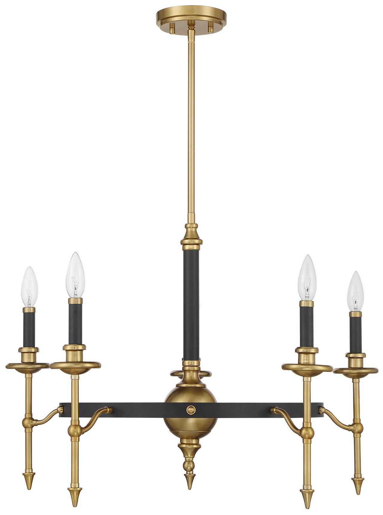 Image 2 Consulate 28" Wide Warm Brass Matte Black 5-Light Chandelier more views