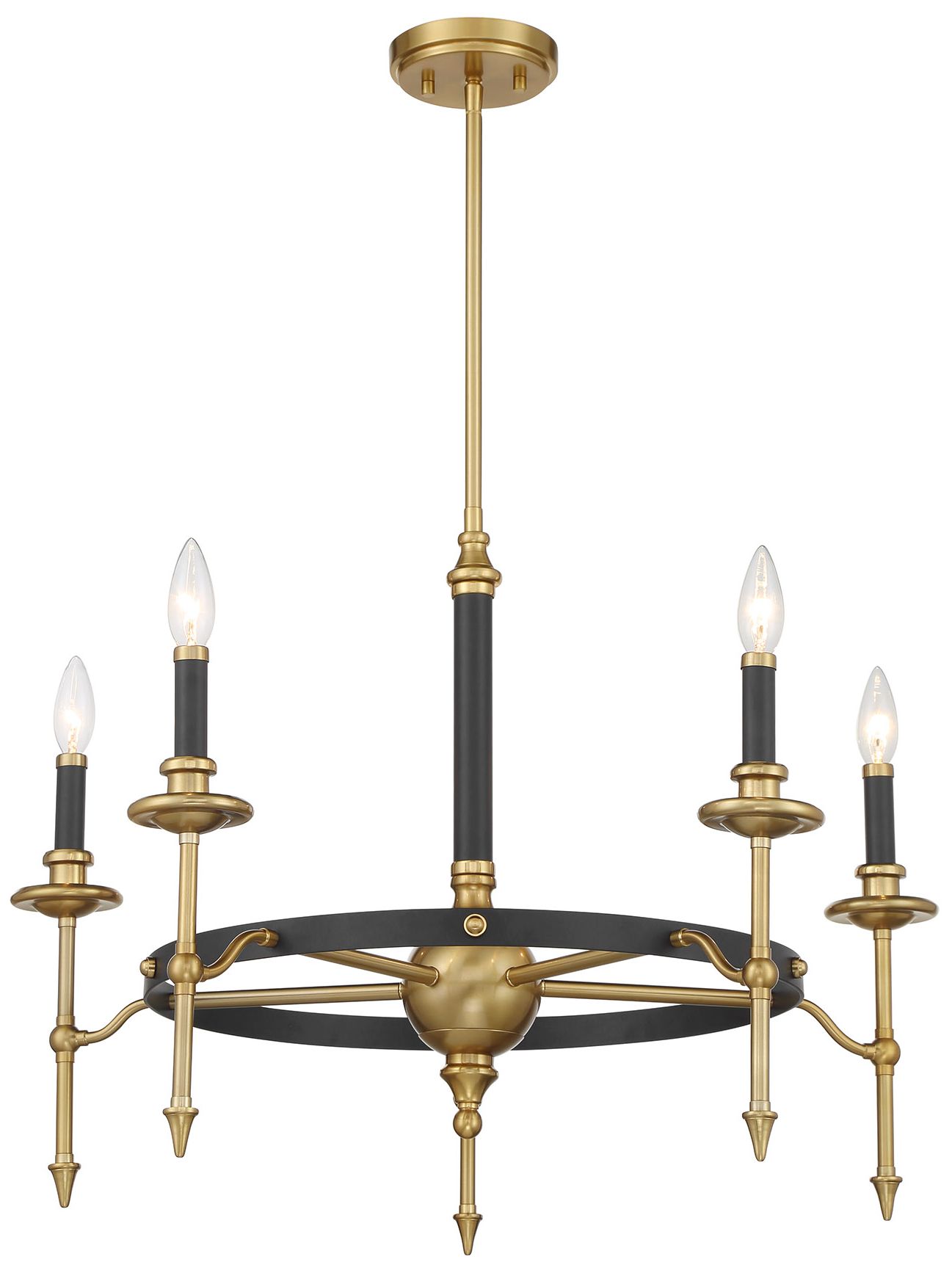 Image 3 Consulate 28" Wide Warm Brass Matte Black 5-Light Chandelier more views