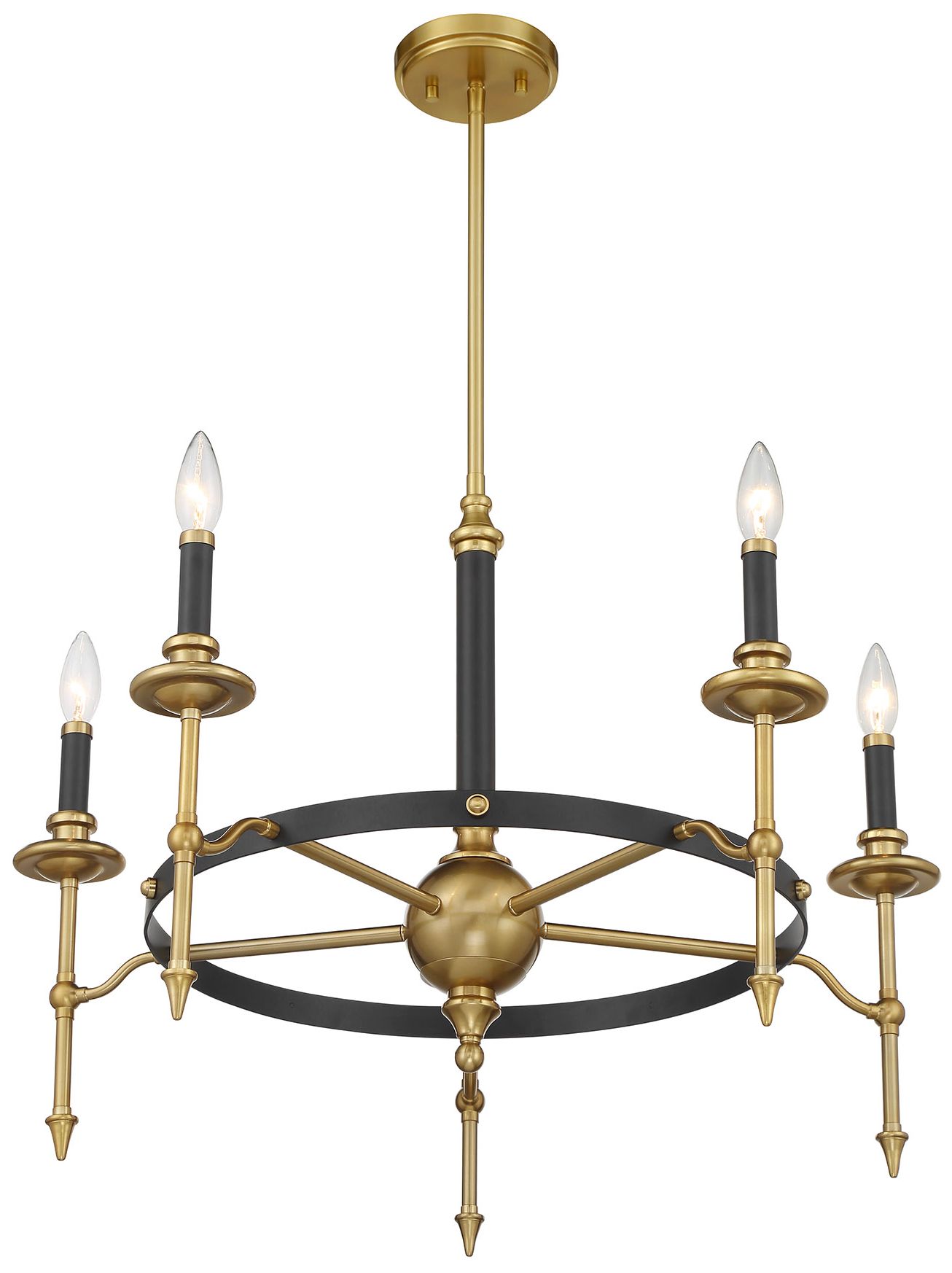 Image 4 Consulate 28" Wide Warm Brass Matte Black 5-Light Chandelier more views