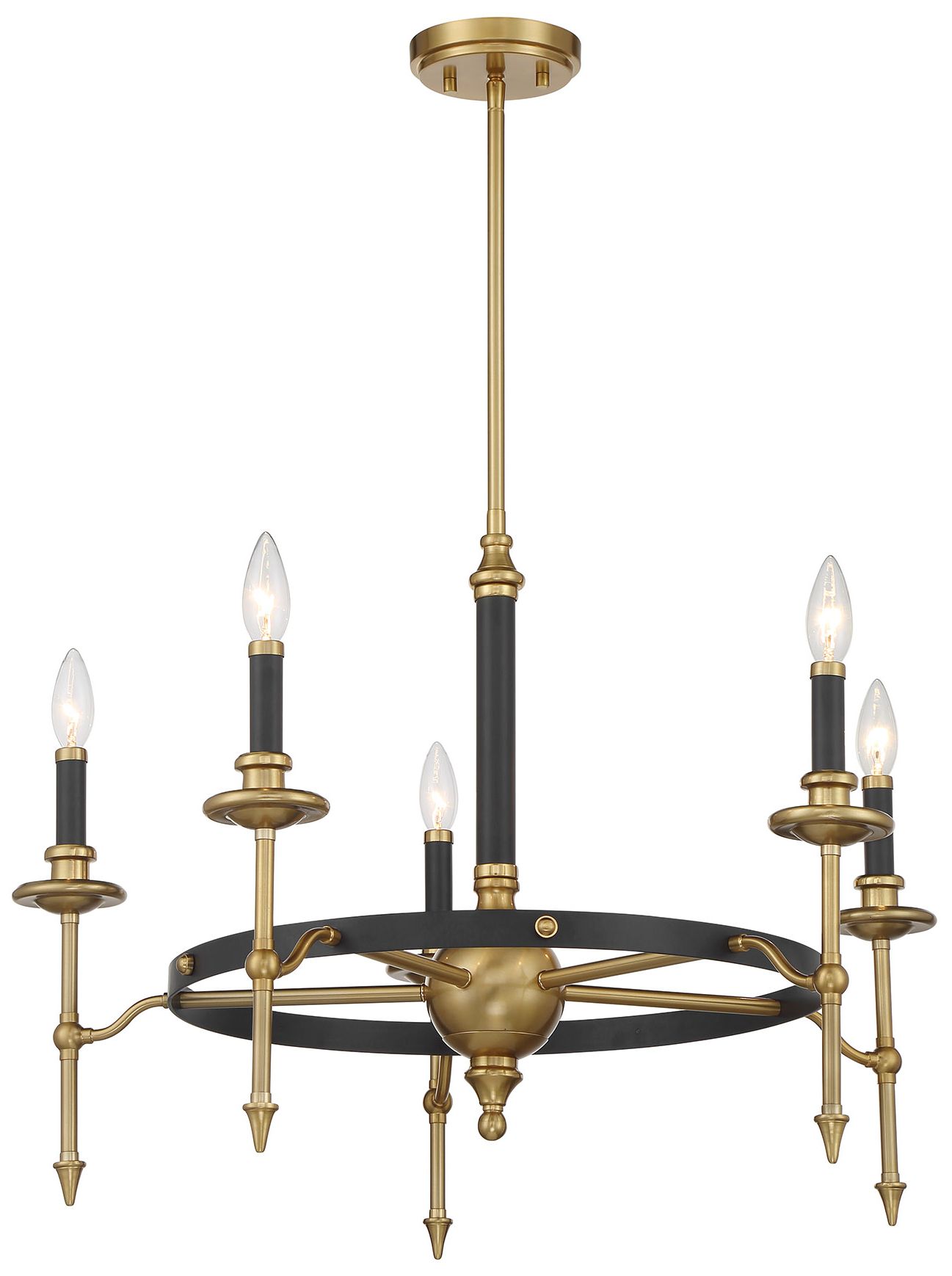 Image 5 Consulate 28" Wide Warm Brass Matte Black 5-Light Chandelier more views