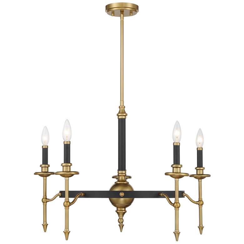 Image 1 Consulate 5-Light Chandelier in Matte Black and Warm Brass