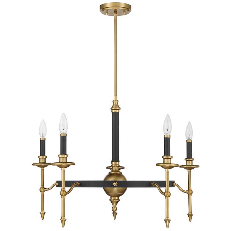 Image 2 Consulate 5-Light Chandelier in Matte Black and Warm Brass more views