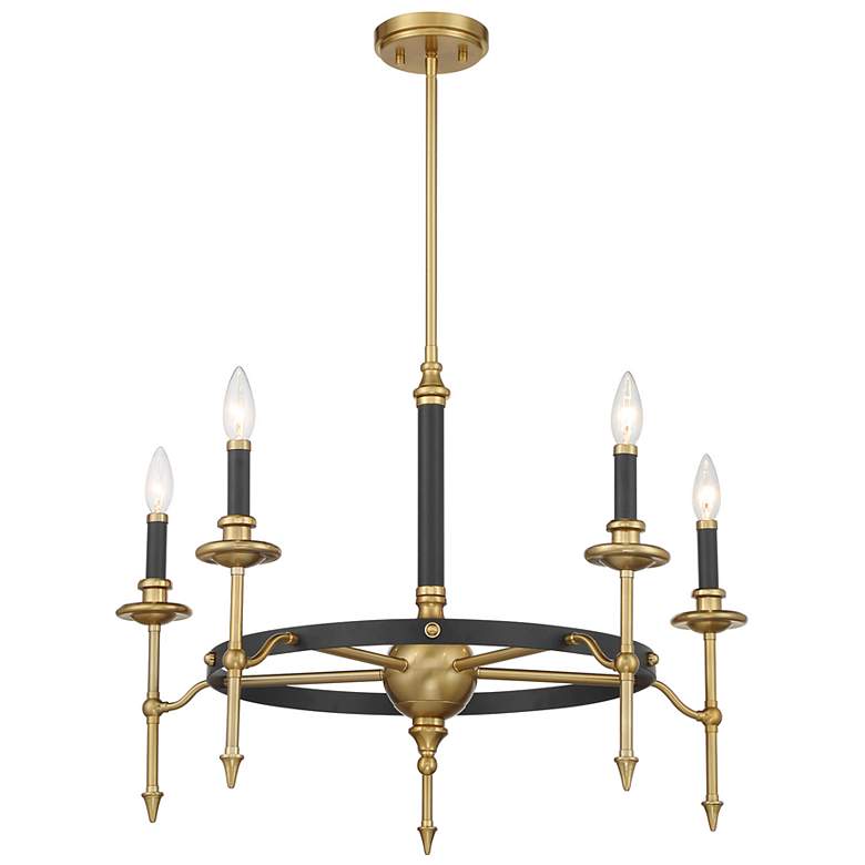 Image 3 Consulate 5-Light Chandelier in Matte Black and Warm Brass more views