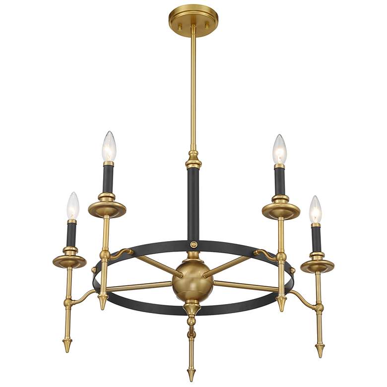 Image 4 Consulate 5-Light Chandelier in Matte Black and Warm Brass more views