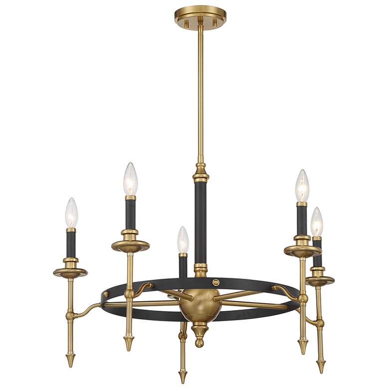 Image 5 Consulate 5-Light Chandelier in Matte Black and Warm Brass more views